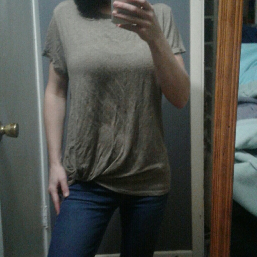 Olive brown knotted shirt